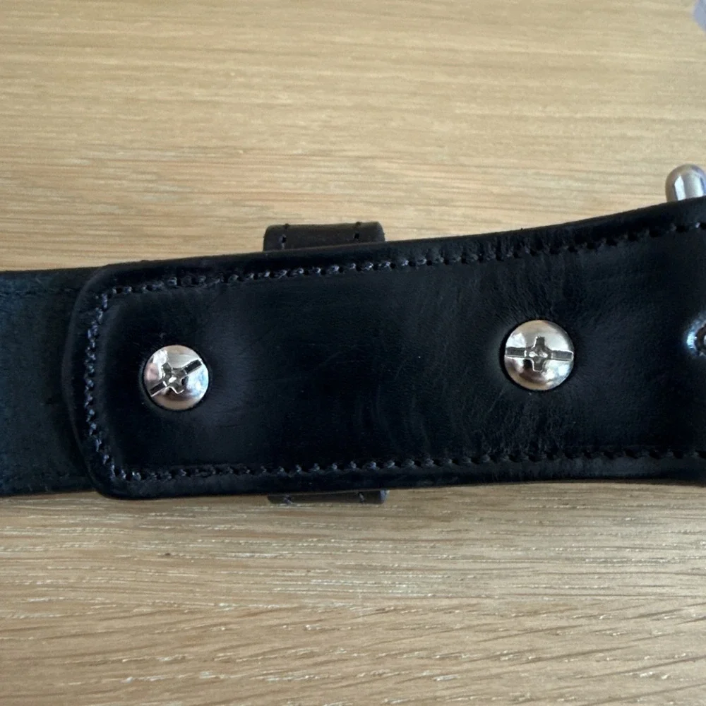Hanks Belts The Esquire 100 Year Black Leather Made in USA Sz 48 Belt Stitched
